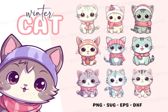10 Winter Cat Clipart SVG Bundle Review