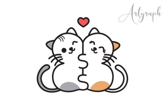 Cute Cat Couple SVG for Embroidery Projects