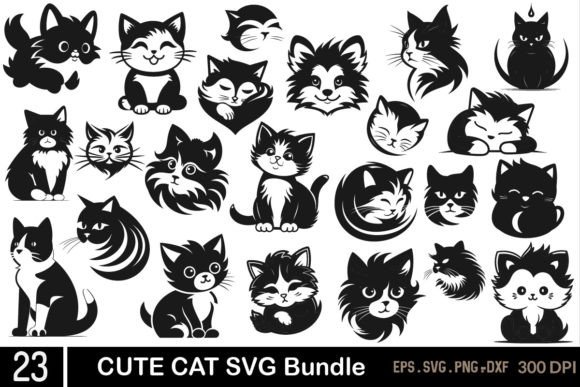 Cute Cat Svg Bundle for Embroidery Projects