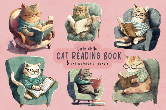 Cute Chibi Cat Reading Book Clipart Review