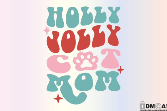 Holly Jolly Cat Mom Retro Christmas Svg Review